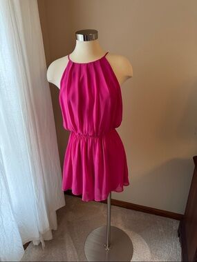 Lush Bright Fuchsia Halter Romper